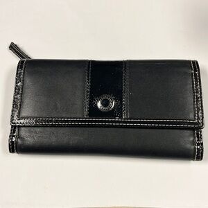 Coach Black Leather Large Clutch Wallet with separate Checkbook Cover